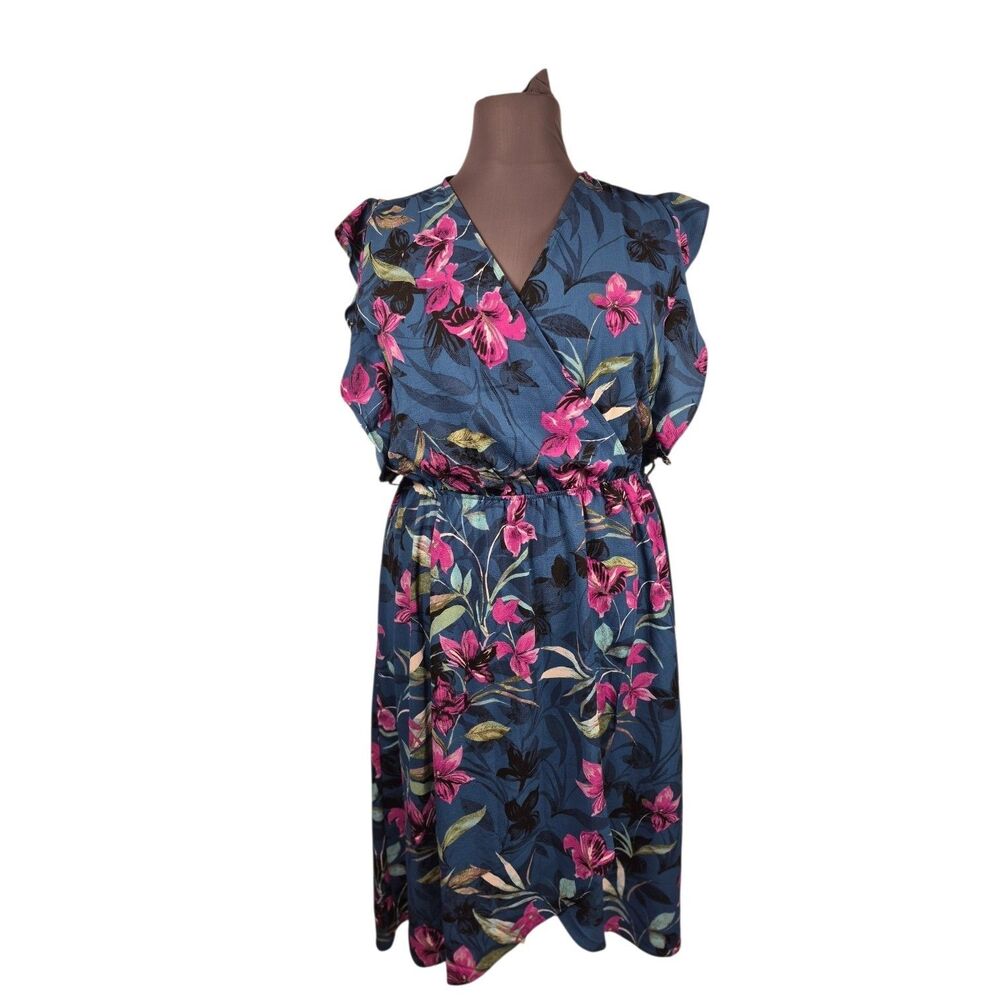 City Chic Women's Faux Wrap Hi-low Maxi Dress Size L Floral NO BELT